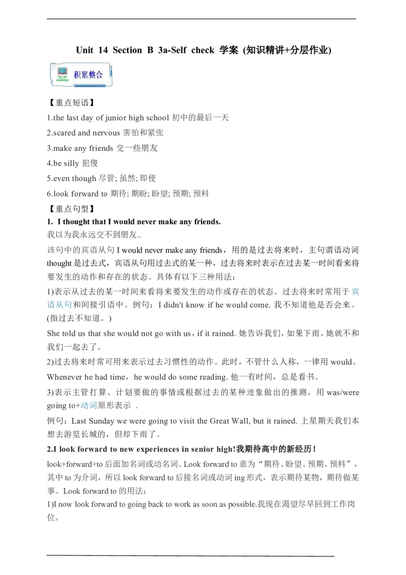Unit14SectionB3a-Selfcheck学案(知识精讲+分层作业)(含答案)_最新人教版英语九年级全册_新更新初中英语9全_03课件+学案