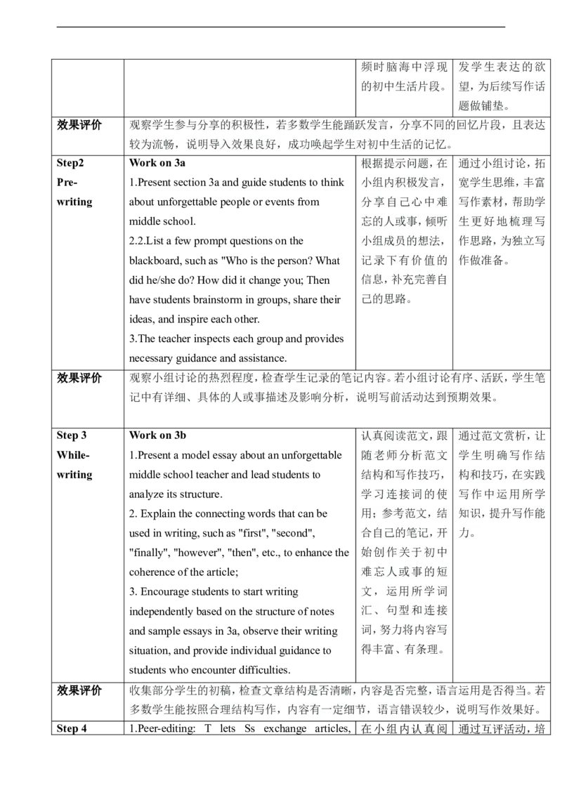 Unit14IremembermeetingallofyouinGrade7SectionB3a～SelfCheck教学设计_最新人教版英语九年级全册_新更新初中英语9全_新修订版英语9全一册教案课件-新修订版，第二单元有改动