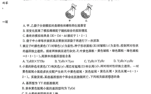 河北省沧州市三县联考2024-2025学年高一下学期3月第一次月考生物试题_2025年03月试卷_0318河北省沧州市四县联考2024-2025学年高一下学期3月月考
