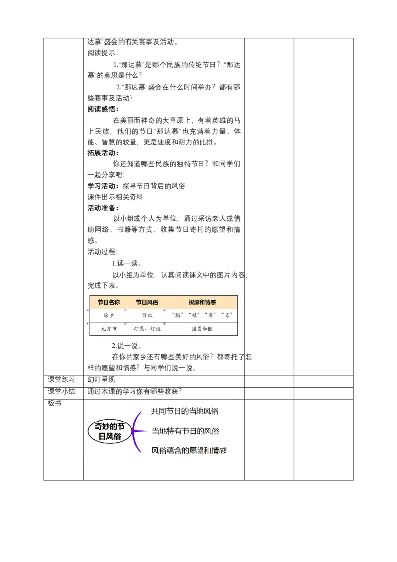 10我们当地的风俗（第二课时）+教案-四年级下册道德与法治_A493小学道法_26新四年级道法下册（统编版）_教学教案_教案四
