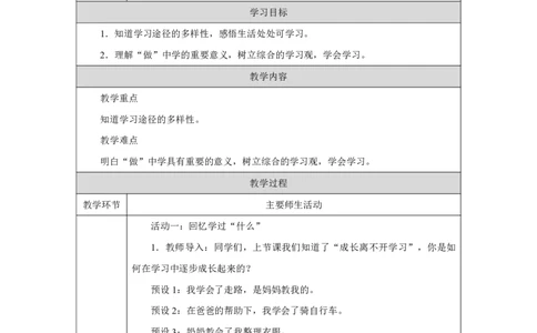 1第1课学习伴我成长_人民教育出版社_杨帆_第1课学习伴我成长（第2课时）_教学设计2_A493小学道法_人教版小学道德与法治教学资源包_小学道法（智慧教育课件与教案）