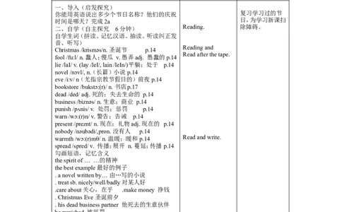 Unit2Ithinkthatmooncakesaredeliciou表格式教案6_最新人教版英语九年级全册_新更新初中英语9全_05教案（多套）_分课时教案2_unit2