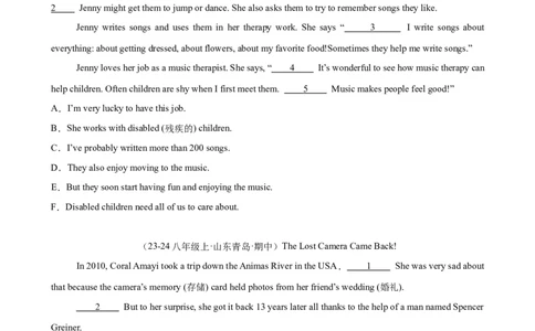 Unit2I&rsquo;llhelptocleanupthecityparks单元话题阅读还原练习（学生版）_最新人教版英语八年级下册_旧版（有参考价值）_版本二_八年级英语下册（人教版）_单元重难点易错题精练-U216