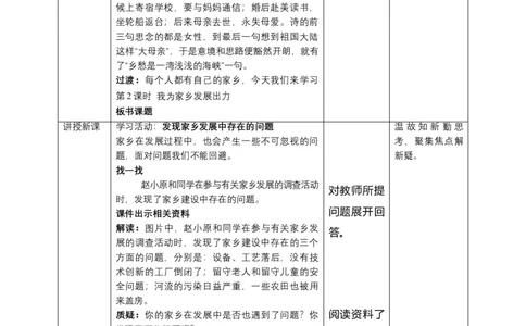 12家乡的喜与忧（第二课时）+教案-四年级下册道德与法治_A493小学道法_26新四年级道法下册（统编版）_教学教案_教案四