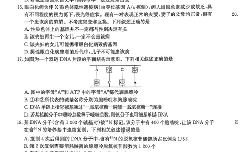 河北省沧州市四县联考2024-2025学年高一下学期4月期中生物试题_2025年04月试卷_0421河北省沧州市四县联考2024-2025学年高一下学期4月期中考试