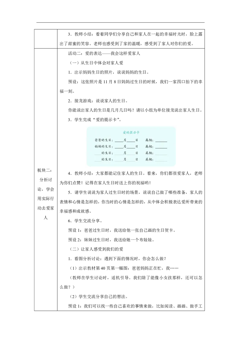 10第10课相亲相爱一家人_第10课相亲相爱一家人（第2课时）_教学设计2_A493小学道法_人教版小学道德与法治教学资源包_小学道法（智慧教育课件与教案）_小学道法1年级下册_2025春