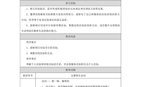 1第1课有个新目标_第1课有个新目标（第2课时）_教学设计2_A493小学道法_人教版小学道德与法治教学资源包_小学道法单独教案方便下载（1-6上下册）（2024秋旧版）_教案1b（2025春）