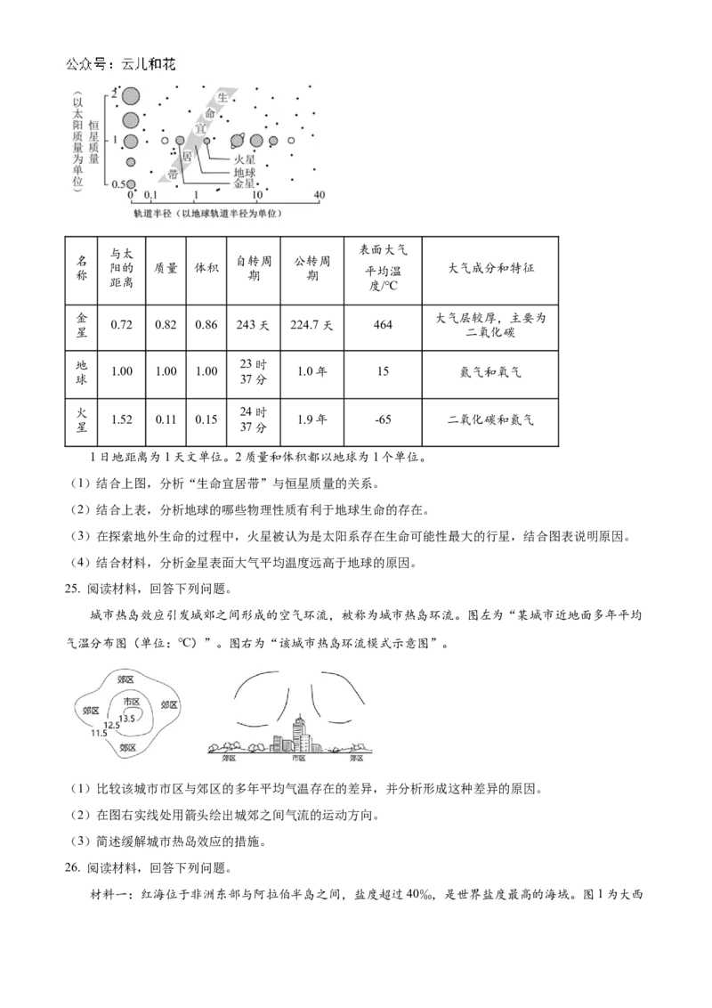 江苏省连云港市东海县2024-2025学年高一上学期期中考试地理试题Word版无答案_2024年12月试卷_1203江苏省连云港市东海县2024-2025学年高一上学期期中考试