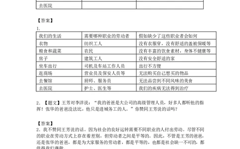 12生活离不开他们_第一课时_课后练习_A493小学道法_人教版小学道德与法治教学资源包_小学道法（智慧教育课件与教案）_1-6下册（道德与法治智慧教育课件）_小学道法4年级下册_课后练习