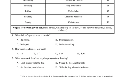 Unit3Couldyoupleasecleanyourroom单元话题阅读理解练习（学生版）_最新人教版英语八年级下册_旧版（有参考价值）_版本二_八年级英语下册（人教版）_单元重难点易错题精练-U216