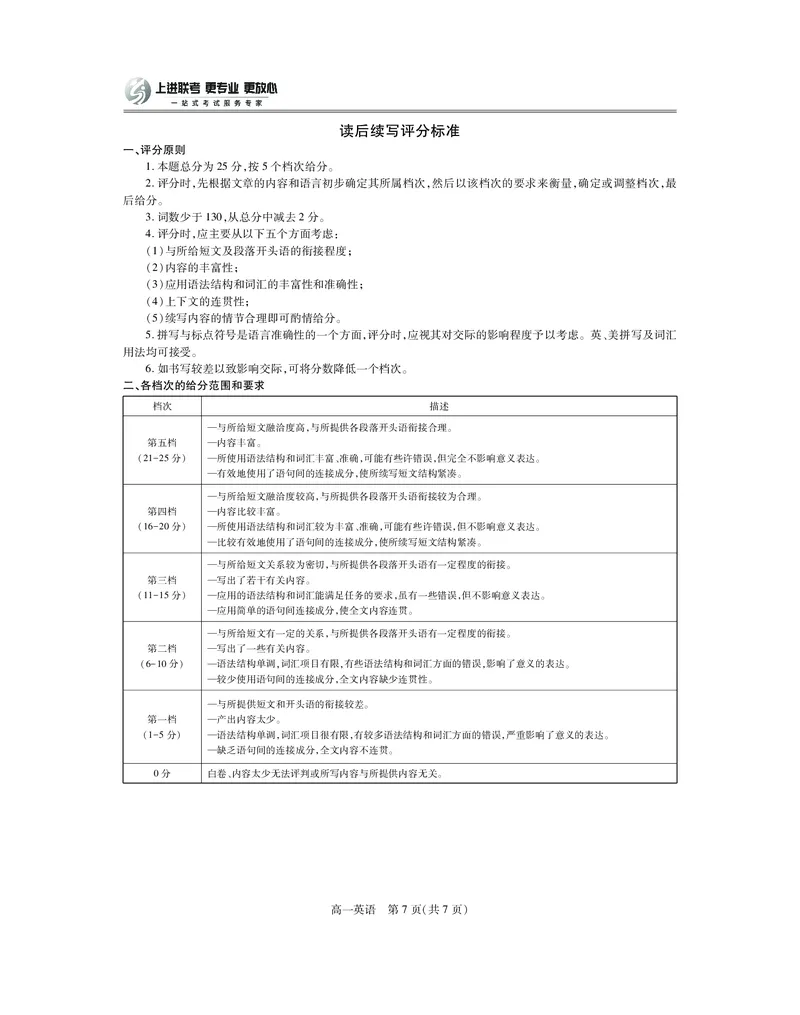 江西省上进联考2025-2026学年高一上学期11月期中考试&middot;英语答案_2025年11月高一试卷_251114江西省上进联考2025-2026学年高一上学期11月期中考试（全）