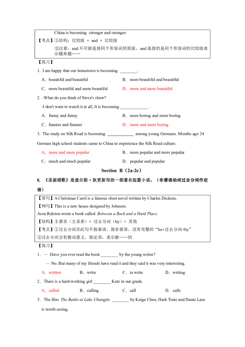 Unit2单元知识清单-九年级英语全一册同步备课系列（人教版）_最新人教版英语九年级全册_新更新初中英语9全_10知识点_单元知识清单（第2套）