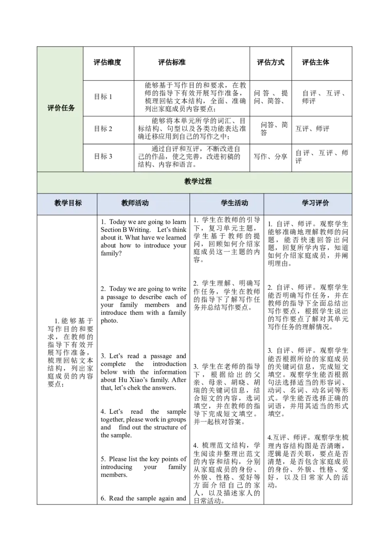 Unit2We'reFamily（大单元教学设计）_最新人教版英语七年级上册_英语7上最新改版_03.英语7上-大单元教学设计
