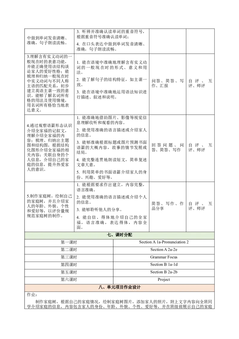 Unit2We'reFamily（大单元教学设计）_最新人教版英语七年级上册_英语7上最新改版_03.英语7上-大单元教学设计