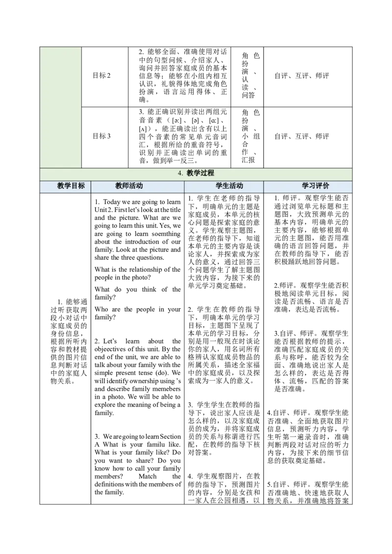 Unit2We'reFamily（大单元教学设计）_最新人教版英语七年级上册_英语7上最新改版_03.英语7上-大单元教学设计