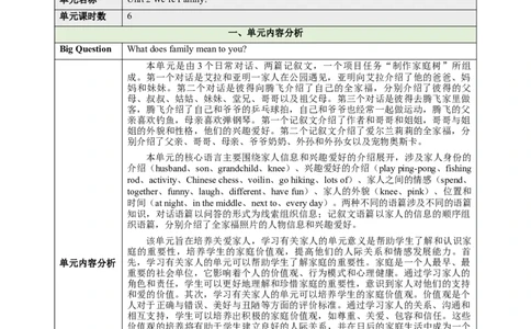 Unit2We'reFamily（大单元教学设计）_最新人教版英语七年级上册_英语7上最新改版_03.英语7上-大单元教学设计
