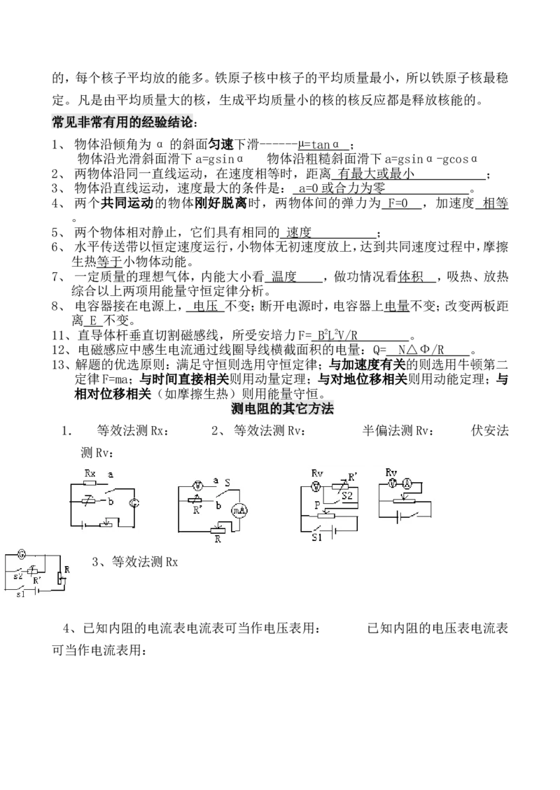 1高考物理知识点(全)_高中三年全科资料_高中_2高中9科分类资料包_高中理综