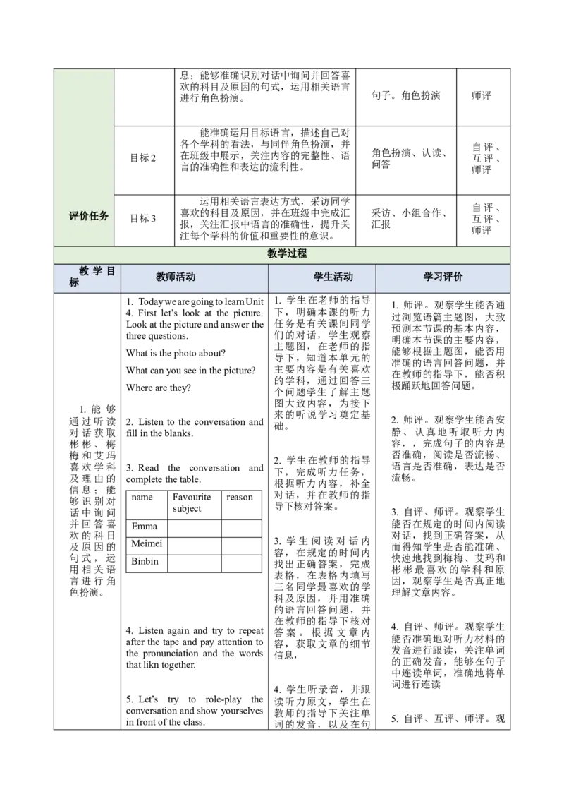 Unit4MyFavouriteSubject（大单元教学设计）_最新人教版英语七年级上册_英语7上最新改版_03.英语7上-大单元教学设计