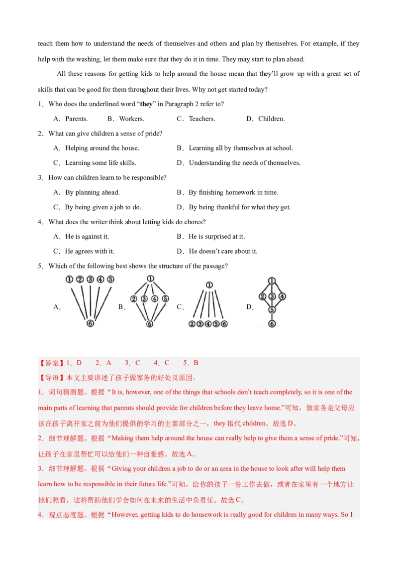 Unit3Couldyoupleasecleanyourroom单元话题阅读理解练习（教师版）_最新人教版英语八年级下册_旧版（有参考价值）_版本二_八年级英语下册（人教版）_单元重难点易错题精练-U216