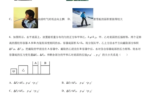 八年级下学期期末模拟卷一（原卷版）_初物_2024人教版初中物理八九年级上下册课件教案PPT试题电子版资料_八年级下册试卷_期末试卷
