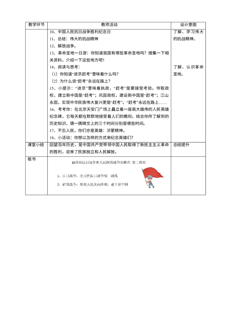 10夺取抗日战争和人民解放战争的胜利第二课时教案_A493小学道法_26新五年级道法下册（统编版）_教学教案_教案四