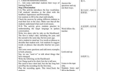 Unit4Iusedtobeafraidofthedark表格式教案1_最新人教版英语九年级全册_新更新初中英语9全_05教案（多套）_分课时教案2_unit4