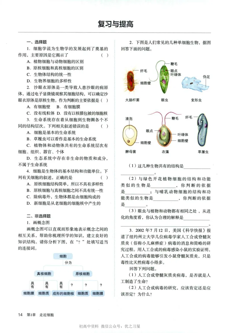 1新人教版高中生物必修1《分子与细胞》_高中三年全科资料_高中各科课本电子教材_06高中生物课本_人教版-生物课本