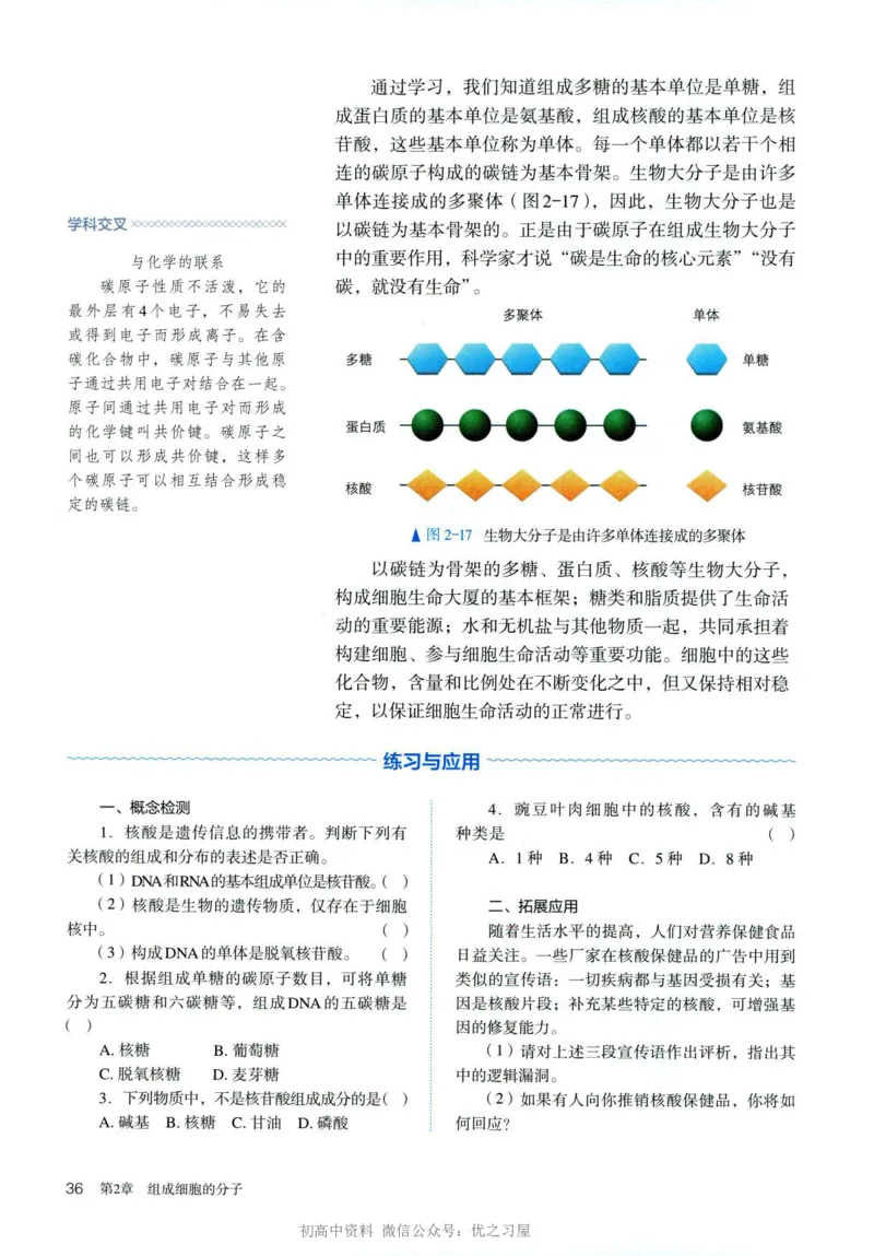 1新人教版高中生物必修1《分子与细胞》_高中三年全科资料_高中各科课本电子教材_06高中生物课本_人教版-生物课本