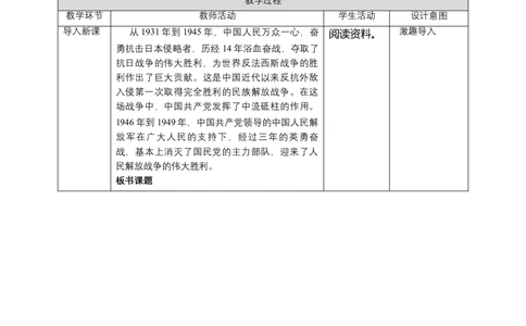 10夺取抗日战争和人民解放战争的胜利（第一课时）教案-五年级下册道德与法治_A493小学道法_26新五年级道法下册（统编版）_教学教案_教案三（配套课件三）