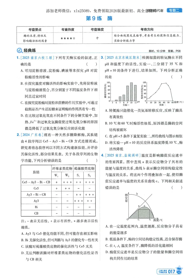 1小题狂练册新高考&middot;生物_高中三年全科资料_高中_高中1_2026版天星教育《金考卷-小题狂练》新高考九科全套首发_2026版金考卷小题狂练生物（新高考单选）