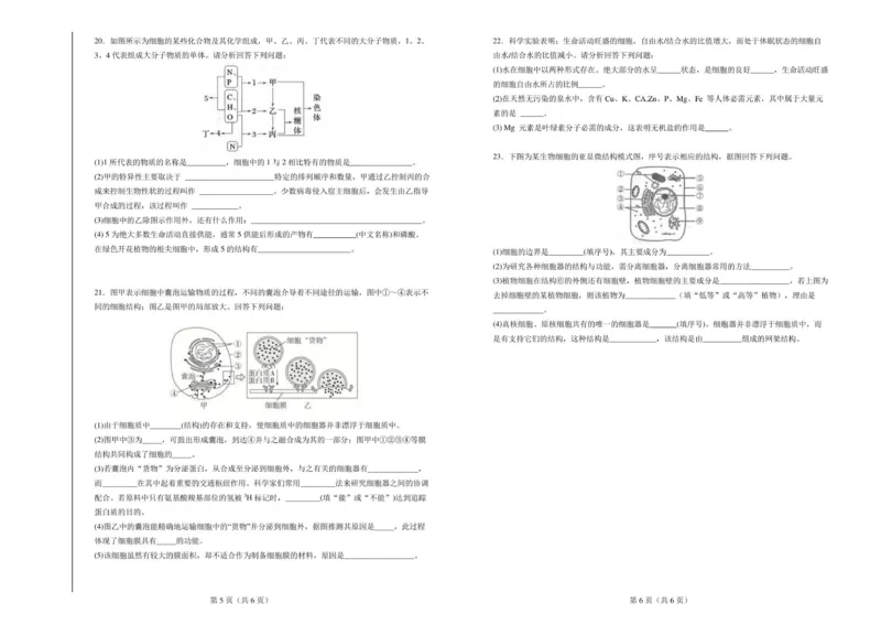 河北省六校联合体2025-2026学年高一上学期期中考试生物试题_2025年12月高一试卷_251207河北省六校联合体2025-2026学年高一上学期期中（全）