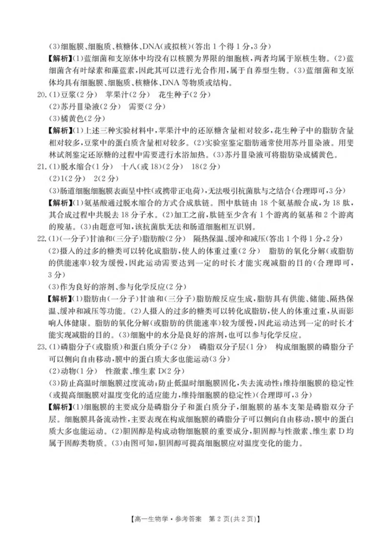 河北省邢台市卓越联盟2025-2026学年高一上学期第一次月考（10月）生物试卷（图片版，含解析）_2025年10月高一试卷_251027河北省邢台市卓越联盟2025-2026学年高一上学期10月月考