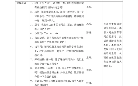 2不一样的你我他第一课时教案_A493小学道法_26新三年级道法下册（统编版）_版本一_部编版道德与法治3下_旧版_道法3下课件教案_01.道法3下第2套课件+核心素养教案