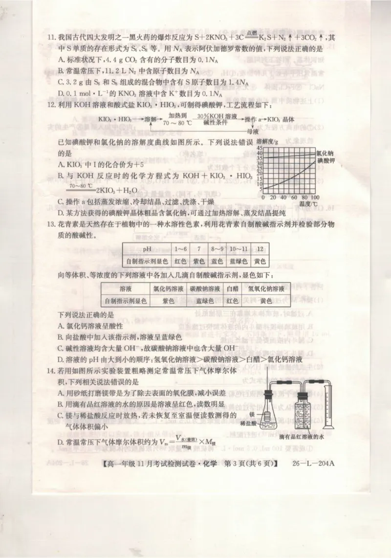 河北省保定市部分校2025-2026学年高一年级上学期期中考试化学试题_2025年11月高一试卷_251115河北省保定市部分校2025-2026学年高一上学期期中考试（全）