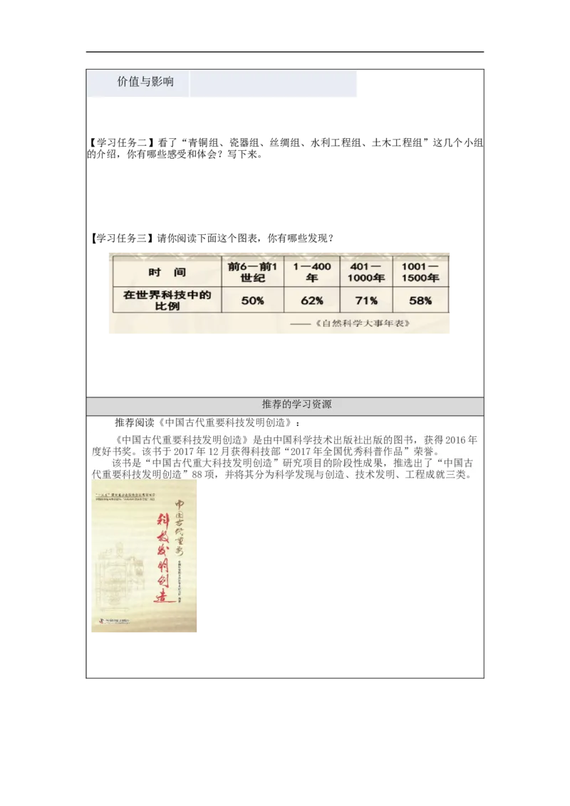 1207五年级道德与法治(统编版)古代科技+耀我中华（第三课时）-3学习任务单_A493小学道法_人教版小学道德与法治教学资源包_小学道法（智慧教育课件与教案）_5年级上册学习任务单