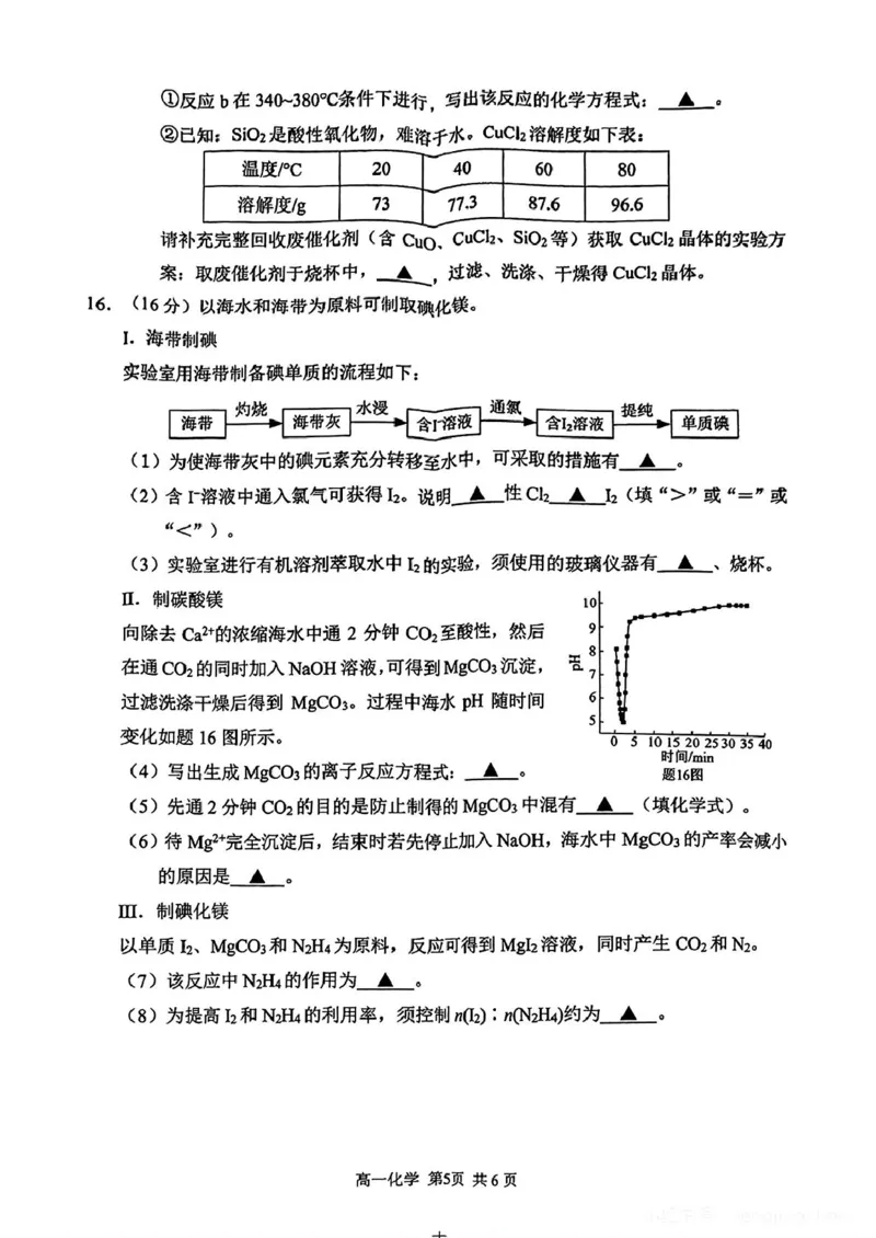 江苏省苏州市2024-2025学年高一上学期1月期末学业阳光指标调研试题化学PDF版_2025年02月试卷_0206江苏省苏州市2024-2025学年高一上学期1月期末学业阳光指标调研试题