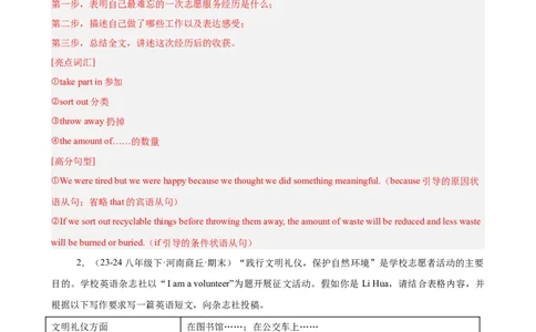 Unit2单元话题（志愿服务）写作满分范文15篇（教师版）_最新人教版英语八年级下册_旧版（有参考价值）_版本二_八年级英语下册（人教版）_重难点讲练-U221