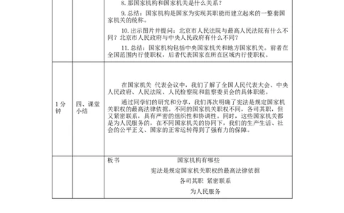 1109六年级道德与法治(统编版)国家机构有哪些(第二课时)-1教学设计_A493小学道法_人教版小学道德与法治教学资源包_小学道法单独教案方便下载（1-6上下册）（2024秋旧版）