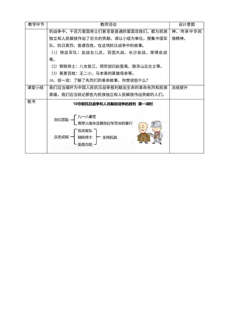 10夺取抗日战争和人民解放战争的胜利第一课时教案_A493小学道法_26新五年级道法下册（统编版）_教学教案_教案四