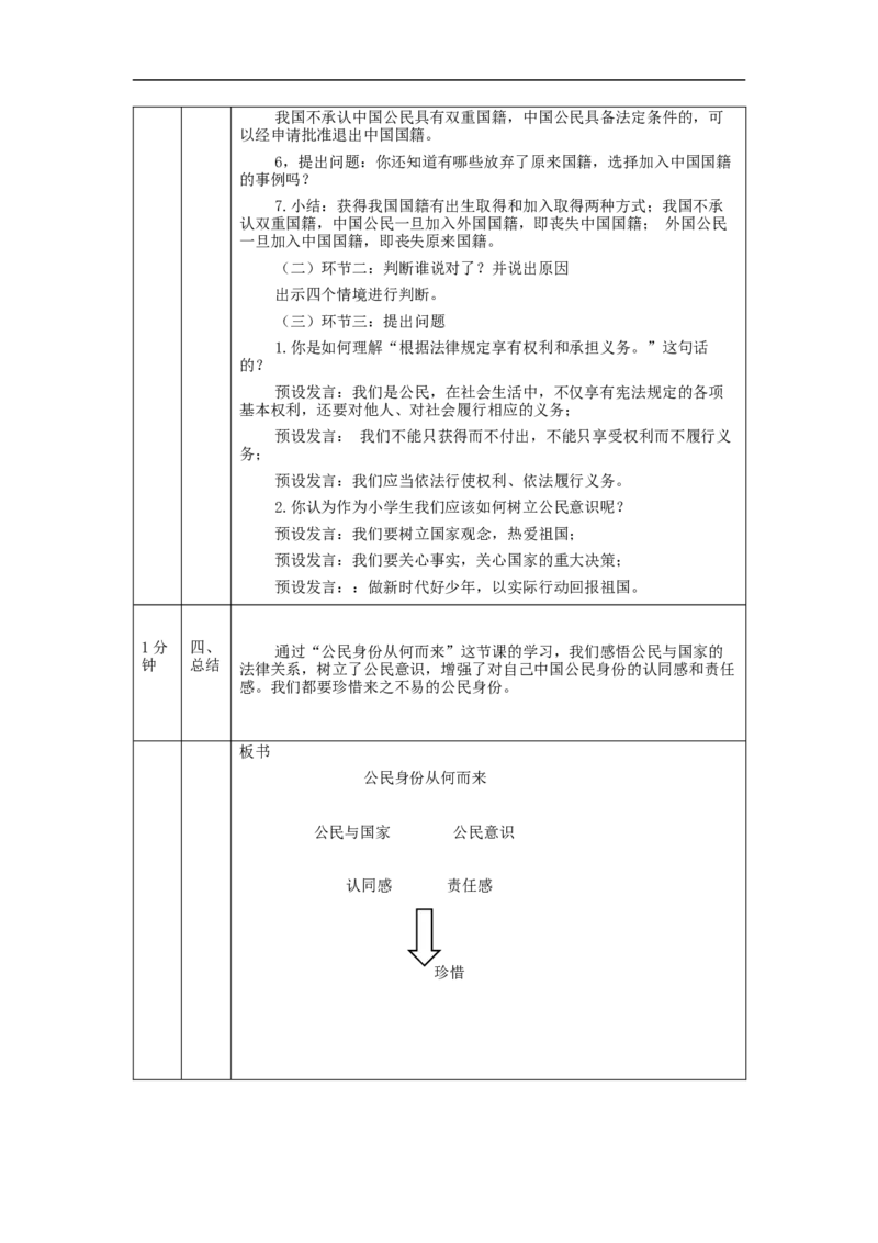 1009六年级道德与法治(统编版)公民意味着什么(第一课时)-1教学设计_A493小学道法_人教版小学道德与法治教学资源包_小学道法单独教案方便下载（1-6上下册）（2024秋旧版）