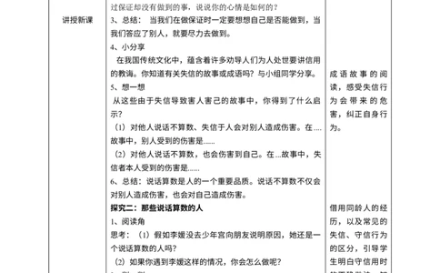 2说话要算数第一课时_A493小学道法_26新四年级道法下册（统编版）_教学教案_教案三