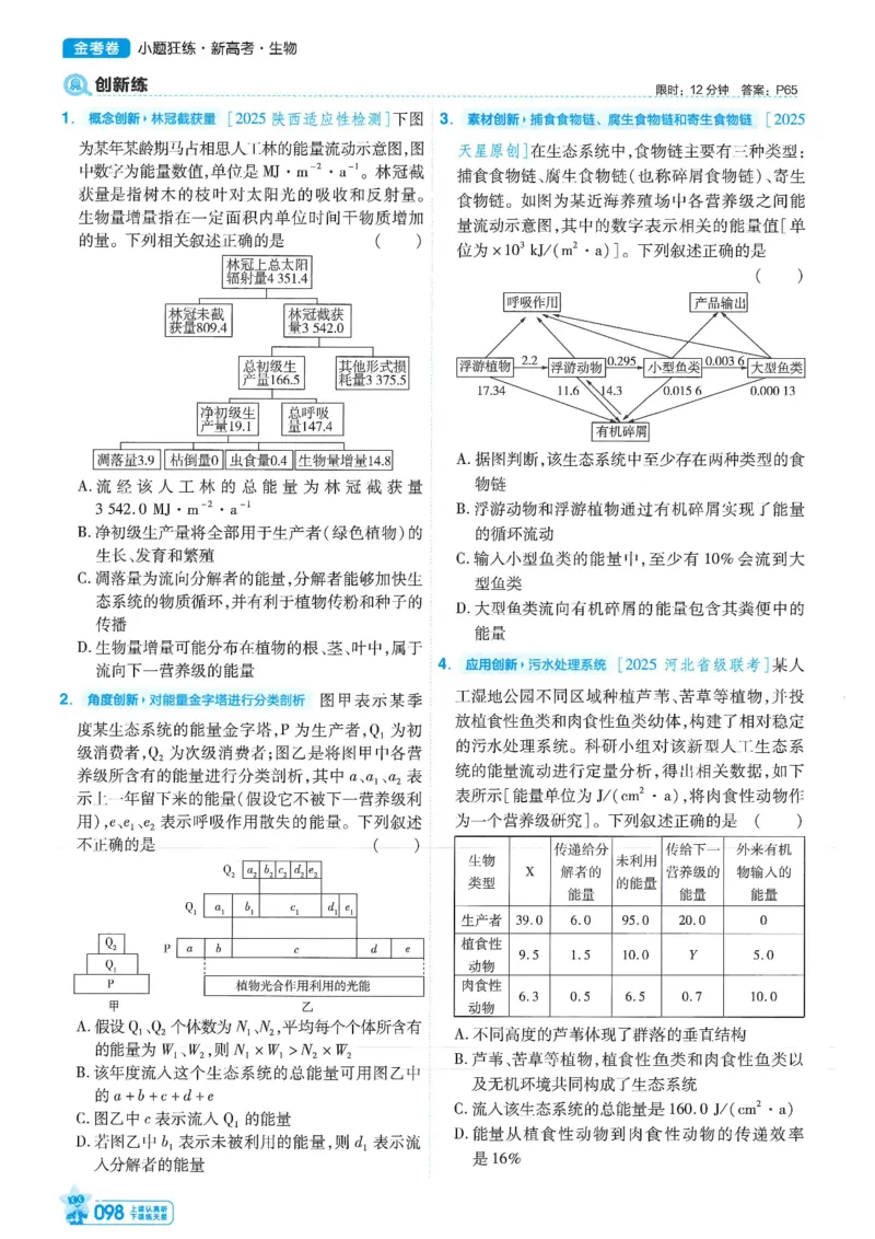 1小题狂练册新高考&middot;生物_高中三年全科资料_高中_2026版天星教育金考卷《小题狂练》9科全套_2026版金考卷小题狂练生物（新高考）