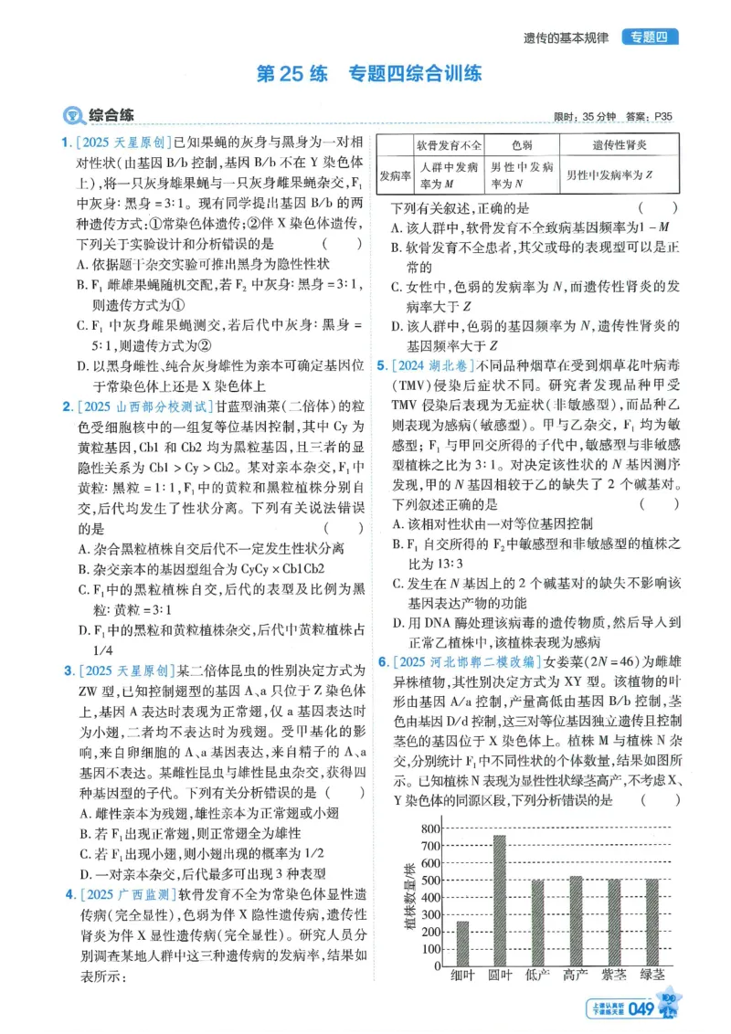 1小题狂练册新高考&middot;生物_高中三年全科资料_高中_2026版天星教育金考卷《小题狂练》9科全套_2026版金考卷小题狂练生物（新高考）