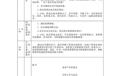 1012五年级道德与法治(统编)选举产生班委会(第一课时)-1教学设计_A493小学道法_人教版小学道德与法治教学资源包_小学道法单独教案方便下载（1-6上下册）（2024秋旧版）_5年级上册