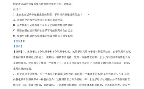 河北省衡水市冀州区河北冀州中学2024-2025学年高一上学期10月期中生物试题Word版含解析_2024年11月试卷_1114河北省衡水市冀州中学2024-2025学年高一上学期10月期中考试