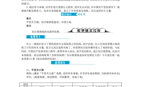 八年级历史上册教案：第21课敌后战场的抗战_初中_人教版初中历史新八上_2.教案+学案（多套）_全册教案_第2套：部编人教版8年级历史上册全册教案（26份）含板书及课堂小结