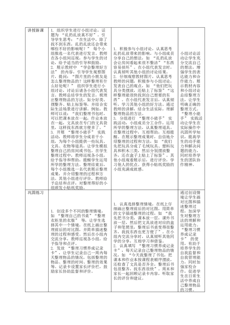 第11课《让我自己来整理》教学设计_A493小学道法_人教版小学道德与法治教学资源包_人教版小学道德与法治（新教材123年级）(2025秋新版)_1年级下册（25春）_教学设计