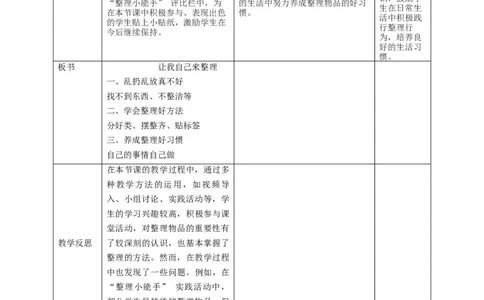 第11课《让我自己来整理》教学设计_A493小学道法_人教版小学道德与法治教学资源包_人教版小学道德与法治（新教材123年级）(2025秋新版)_1年级下册（25春）_教学设计
