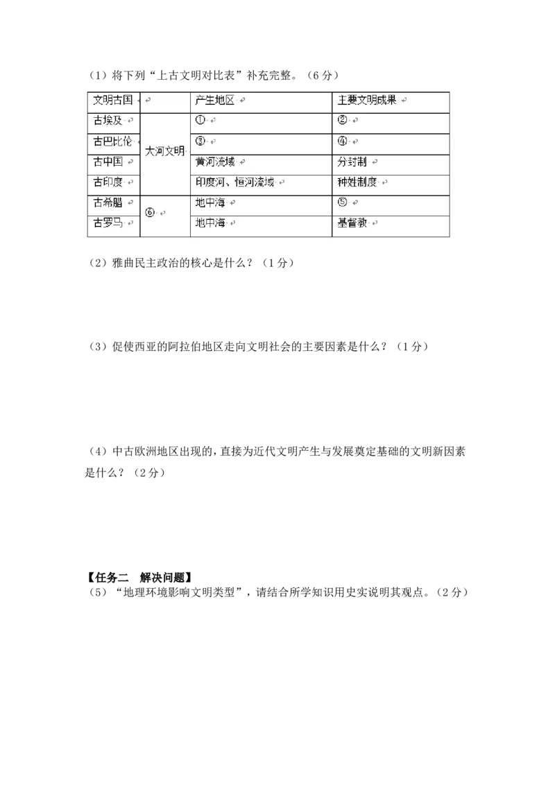 人教版九年级历史上册期中测试模拟卷_初中_人教版初中历史新九上_4.单元测+期中期末试题