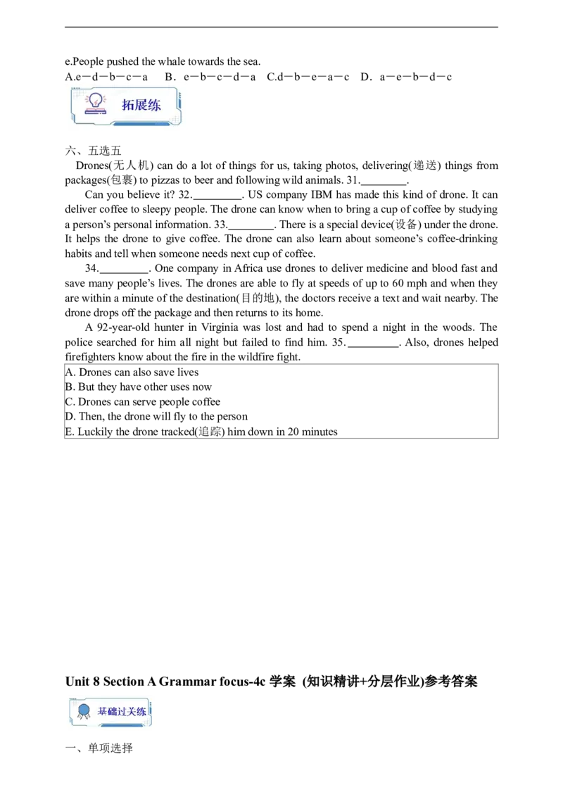 Unit8SectionAGrammarfocus-4c学案(知识精讲+分层作业)(含答案)_最新人教版英语九年级全册_新更新初中英语9全_03课件+学案